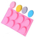 8-Cavity Oval Soap Mold Silicone Chocolate Mould Tray Homemade Muffin Making Tool Baking Mould
