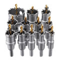 Drillpro 12pcs 15mm-50mm Upgrade M35 Titanium Coated Hole Saw Cutter for Stainless Steel Aluminum Al