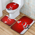 Santa Claus Waterproof Non-Slip Bathroom Shower Curtain Toilet Cover Mat Rug Set