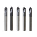 Drillpro 5pcs 6mm 90 Degree Chamfer Mill 2 Flutes HRC45 Carbide End Milling Cutter