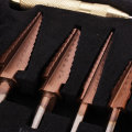 Drillpro 6Pcs HSS Bronze Coated Step Drill Bit With Center Punch Drill Set Hole Cutter Drilling Tool