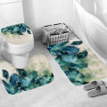 3PC Anti-Slip Bathroom Peacock Feather Bath Mat Toilet Lid Cover Bathroom Floor Carpet