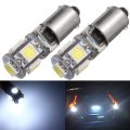 2PCS BAX9S H6W 5-SMD LED Side Marker Lights Tail Parking Interior Bulbs Canbus Error Free 12V 6000K