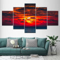 5PCS Wall Paintings Home Bedroom Decor HD Art Sunset Spray Painting Canvas
