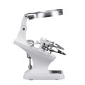 10 LED Helping Hand Clamp Magnifying Glass Soldering Iron Stand Magnifier Tool
