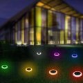 Solar Powered Plastic Round Colorful LED Lawn Light Waterproof Outdoor Garden Landscape Yard Path La