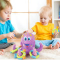Octopus Floating Soft Rubber ABS Baby Bath Toys with 5 Marine Animal Rings Cast Circle for Kids Gift