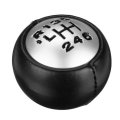 6 Speed Matte Silver Gear Stick Shift Knob Shifter Head PU Leather For Peugeot 307 308 3008 407 5008