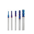 Drillpro 5pcs 2-6mm 4 Flutes Tungsten Carbide Milling Cutter HRC65 Blue NACO Coated Milling Cutter C