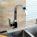 Square Chrome Brass Kitchen Bathroom Hot Cold Water Switch Basin Mixer Tap