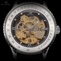 brand new!! KRONEN & SOHNE **Royal Carving** Skeleton Automatic Mechanical Leather Watch