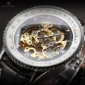 brand new!! KRONEN & SOHNE **Royal Carving** Skeleton Automatic Mechanical Leather Watch