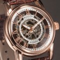 KRONEN & SOHNE Leather Skeleton Automatic Watch NEW w/ box, papers