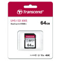 TRANSCEND 300S 64GB UHS-I CLASS 10 U1 V10 SDXC CARD -3D NAND