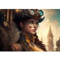 A Portrait Of An Attractive Steampunk Style Woman In The Town