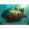 Futuristic Submarines Powered By Steam Engines Steampunk Style Painting
