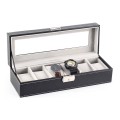 Killer Deals PU Leather 6 Slot Luxury Watch Organizer Display Case Box