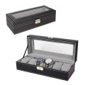 Killer Deals PU Leather 6 Slot Luxury Watch Organizer Display Case Box