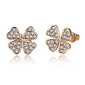 Killer Deals Rose Gold-Plated Pave Set Austrian Crystal Clover Earrings