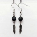 Killer Deals Feather/Triangle Lava Stone Diffuser/Aromatherapy Earrings Combo