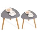 2 Tier Tables for Living Room, Side Table for Bedroom or Modern Coffee Table (Grey)