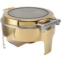 Round Warming Chafing Dish , 6 Liters Gold Stainless Steel