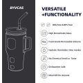Reusable Travel Glass Cup with Handle and straw