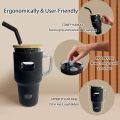 Reusable Travel Glass Cup with Handle and straw