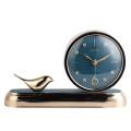 ARMENS -FLATBED- BASE -TABLE CLOCK &amp; GOLD BIRD DESIGN WITH BLUE  FACE 6959A-1