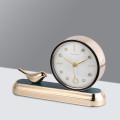 ARMENS FLATBED BASE TABLE CLOCK &amp;GOLD BIRD DESIGN WITH WHITE FACE 6959B-1