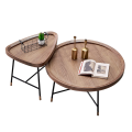 Iron small round table Walnut Oak table Z-040BT