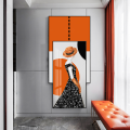 Framed wall art large painting Lady in Dress Orange Set of 2