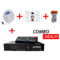 AMO Combo Digital TV Decoder DVB + S2 With A Satellite Dish , Aerial &amp; LNB