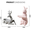 Ceramic Pink Rabbit &amp; Fray  Deer Table Decor  Holder  Set of 2 50001441