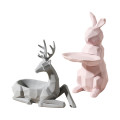 Ceramic Pink Rabbit &amp; Fray  Deer Table Decor  Holder  Set of 2 50001441