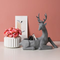 Ceramic White Vase &amp; Rope with Grey Deer Holder Set 5000146