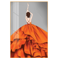 Wall art painting  Orange Lady Framed Crystal porcelain painting 50*70CM