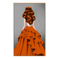 wall art with Aluminium Frame -decorative lady in orange dress