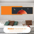 wall art painting - framed decorative orange moon painting
