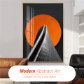 abstract wall art with Aluminium Frame black &amp; orange