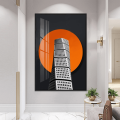 wall art painting - decorative tower Orange &amp; Black