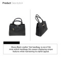 Ebony Black Leather Tote handbag