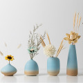 Light Blue &amp; Sand Colour Ceramic Table Decorative Vase &amp; Flower D Style  20165246