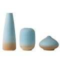 Light Blue &amp; Sand Colour Ceramic Table Decorative Vase Set of Three 50000348