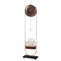 LUXURY ARMENS STANDING CLOCK GOLD &amp; BROWN LEATHER FINISH 60018B