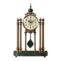 LUXURY SILENT 6 PILLAR CLOCK WITH GREEN GRANITE BASE &amp; TOP 6912A-1