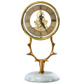 LUXURY TABLE CLOCK WITH GOLD DEER HEAD &amp; WHITE BASE 6921-1