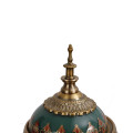 LUXURY TEMPLE STYLE  SILENT TABLE CLOCK GREEN HAND PAINTED BASE AND TOP 6818-1