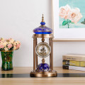 LUXURY SILENT TABLE CLOCK WITH BLUE HAND PAINTED BASE &amp; TOP 6888A-1