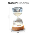 Modern LED Light Hourglass White Sand With Wood Base
